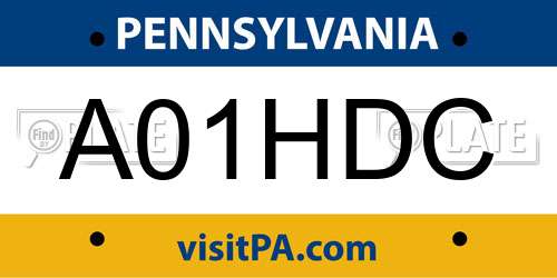A01HDC Pennsylvania License Plate