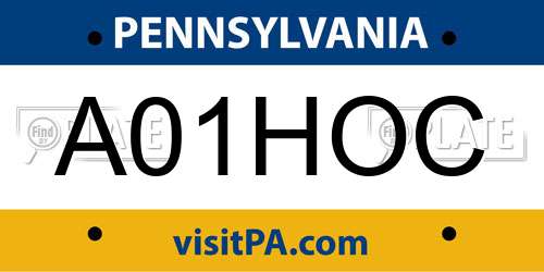 A01HOC Pennsylvania License Plate