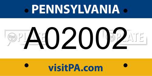 A02002 Pennsylvania License Plate