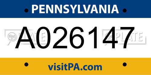 A026147 Pennsylvania License Plate