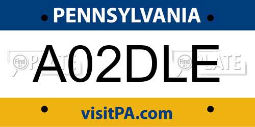 A02DLE Pennsylvania License Plate