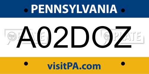 A02DOZ Pennsylvania License Plate
