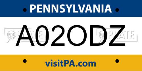 A02ODZ Pennsylvania License Plate