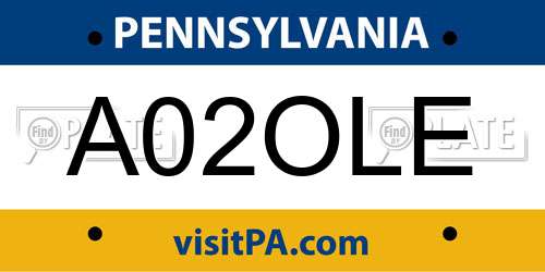 A02OLE Pennsylvania License Plate