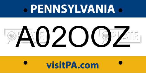 A02OOZ Pennsylvania License Plate
