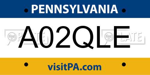 A02QLE Pennsylvania License Plate