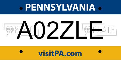 A02ZLE Pennsylvania License Plate