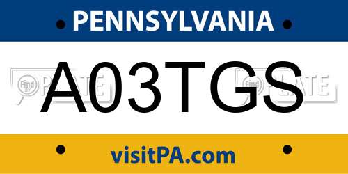 A03TGS Pennsylvania License Plate