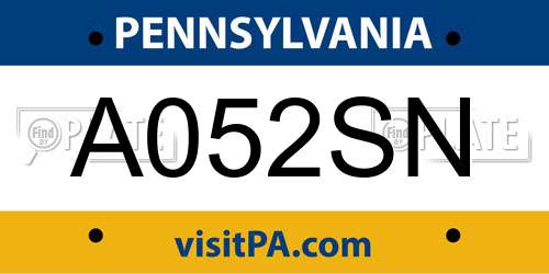 A052SN Pennsylvania License Plate