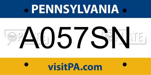 A057SN Pennsylvania License Plate
