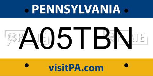 A05TBN Pennsylvania License Plate