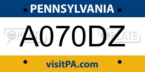 A070DZ Pennsylvania License Plate