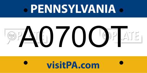 A070OT Pennsylvania License Plate