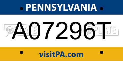 A07296T Pennsylvania License Plate