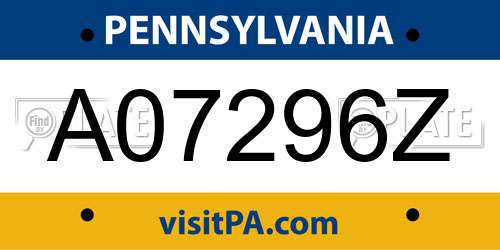 A07296Z Pennsylvania License Plate