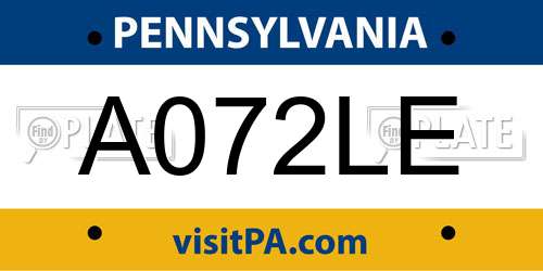 A072LE Pennsylvania License Plate