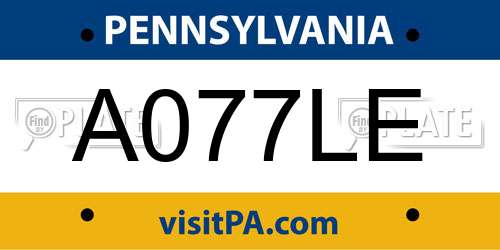 A077LE Pennsylvania License Plate