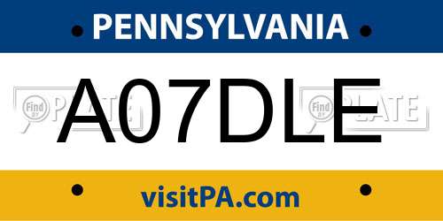 A07DLE Pennsylvania License Plate