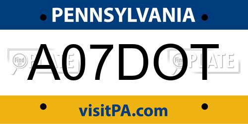 A07DOT Pennsylvania License Plate