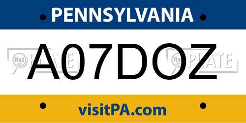 A07DOZ Pennsylvania License Plate