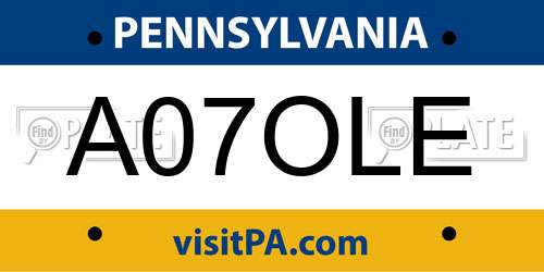 A07OLE Pennsylvania License Plate