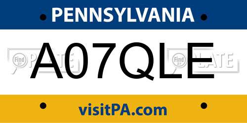 A07QLE Pennsylvania License Plate