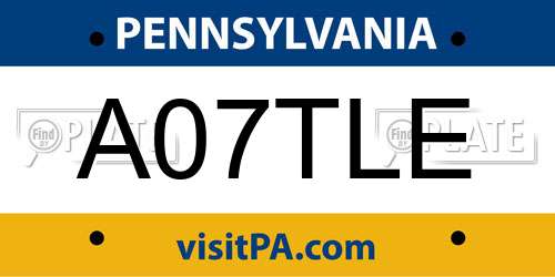 A07TLE Pennsylvania License Plate
