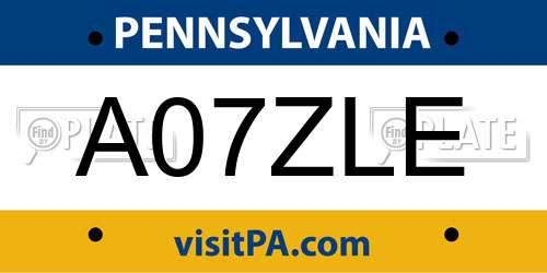 A07ZLE Pennsylvania License Plate
