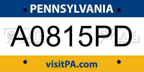A0815PD Pennsylvania License Plate