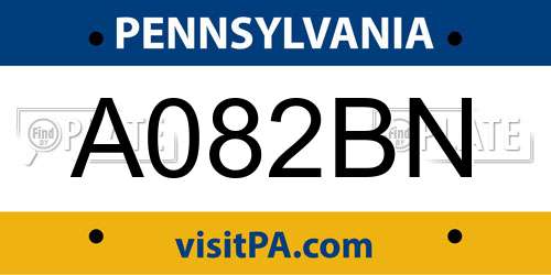 A082BN Pennsylvania License Plate
