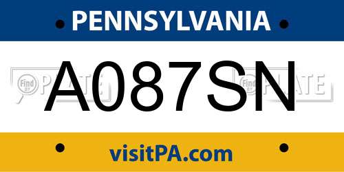 A087SN Pennsylvania License Plate