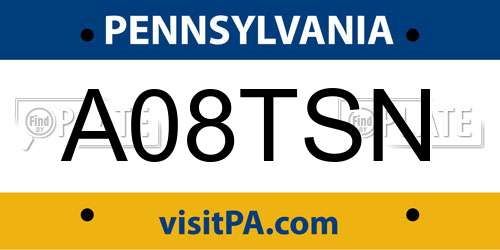 A08TSN Pennsylvania License Plate