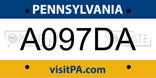 A097DA Pennsylvania License Plate