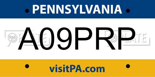 A09PRP Pennsylvania License Plate