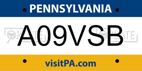 A09VSB Pennsylvania License Plate