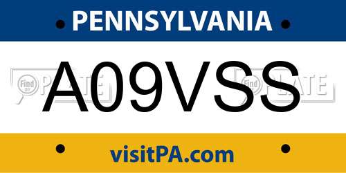 A09VSS Pennsylvania License Plate