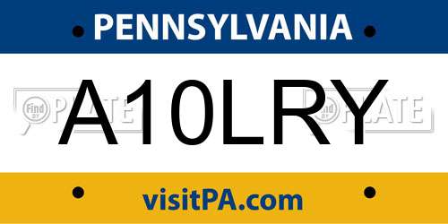 A10LRY Pennsylvania License Plate