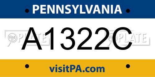 A1322C Pennsylvania License Plate