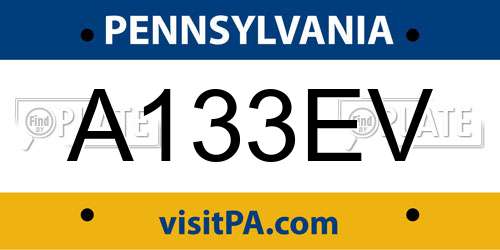 A133EV Pennsylvania License Plate