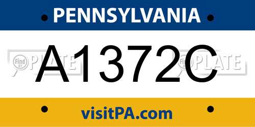 A1372C Pennsylvania License Plate
