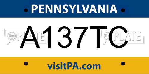 A137TC Pennsylvania License Plate