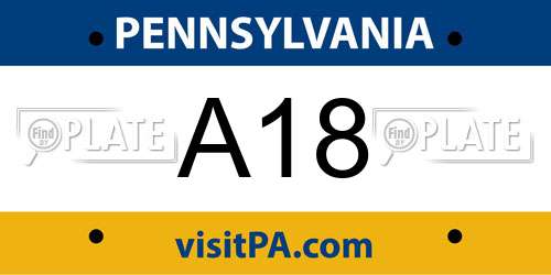 A18 Pennsylvania License Plate