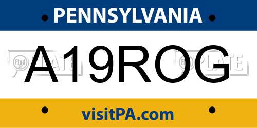A19ROG Pennsylvania License Plate