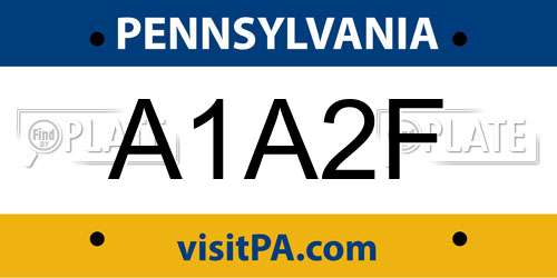 A1A2F Pennsylvania License Plate