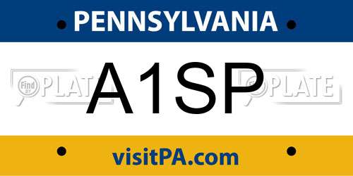 A1SP Pennsylvania License Plate