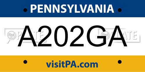 A202GA Pennsylvania License Plate