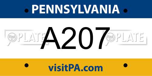 A207 Pennsylvania License Plate