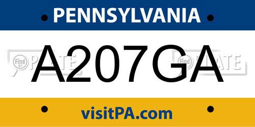 A207GA Pennsylvania License Plate