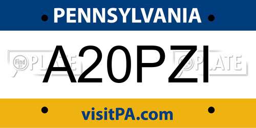 A20PZI Pennsylvania License Plate