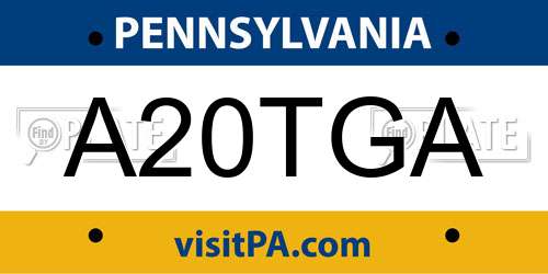 A20TGA Pennsylvania License Plate